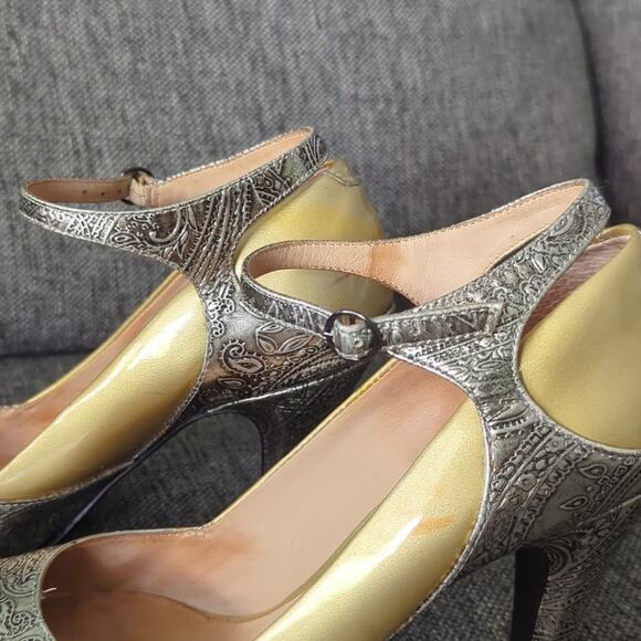 Modern Vintage Heels Antique Steampunk Pumps Silver Paisley Women's EU 38.5 - Picture 3 of 8